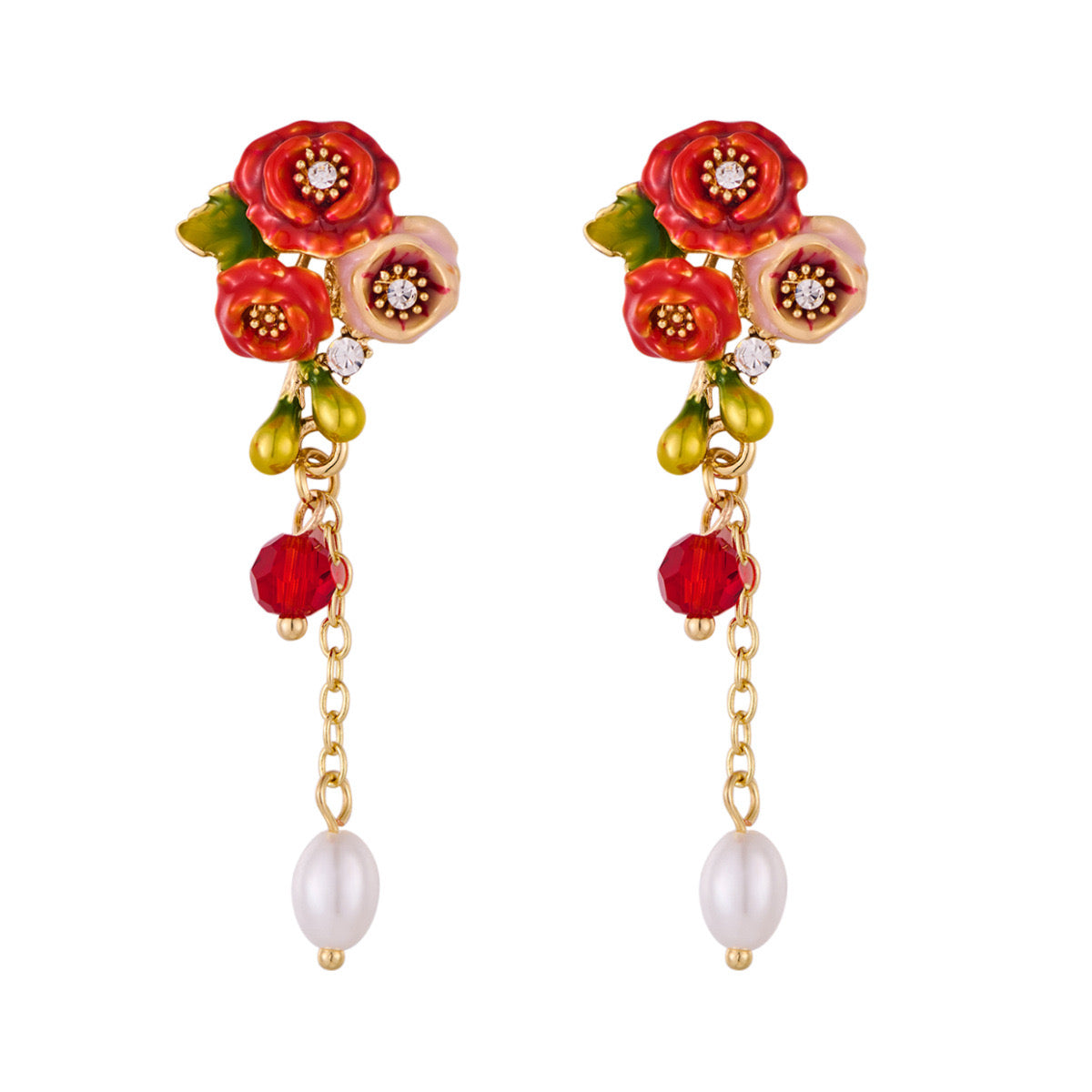 Enamel Floral Bloom collection: Papaver rhoeas jewelry set