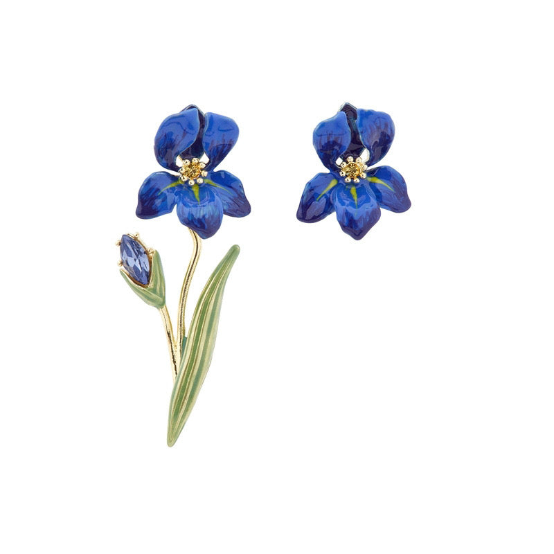 Enamel Floral Bloom collection: Van Gogh Irises jewelry set