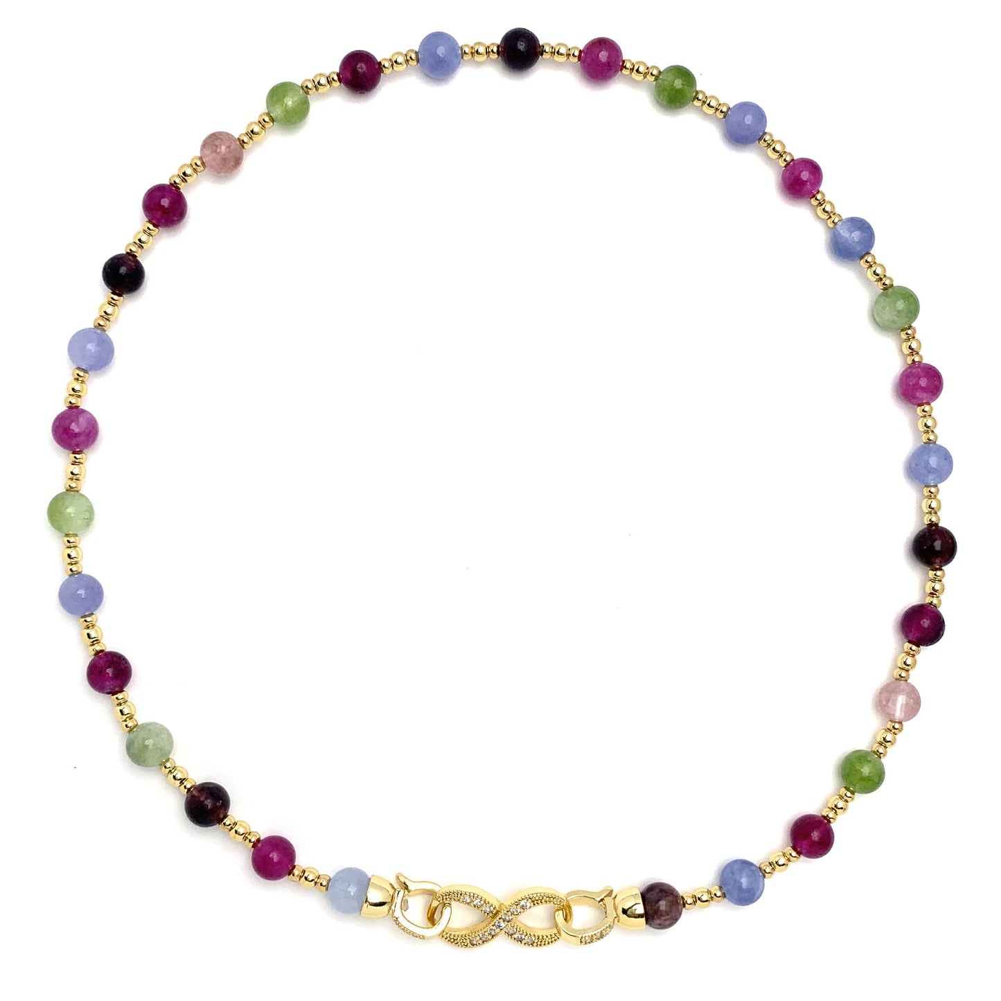 Crystal candy-colored natural tourmaline collection: necklace, bracelet, earrings