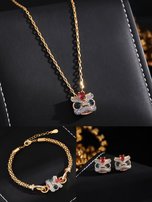 Fashion Designer Lion Dance Jewelry Collection: necklace, bracelet, earrings