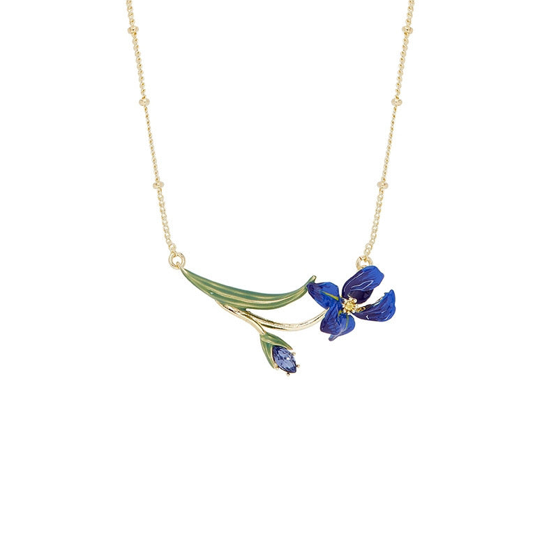 Enamel Floral Bloom collection: Van Gogh Irises jewelry set