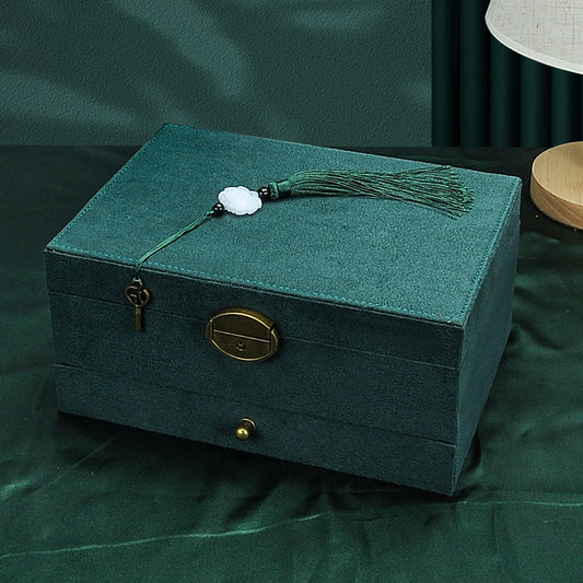 Three-tier suede jewelry box, dimensions 24*17*11cm