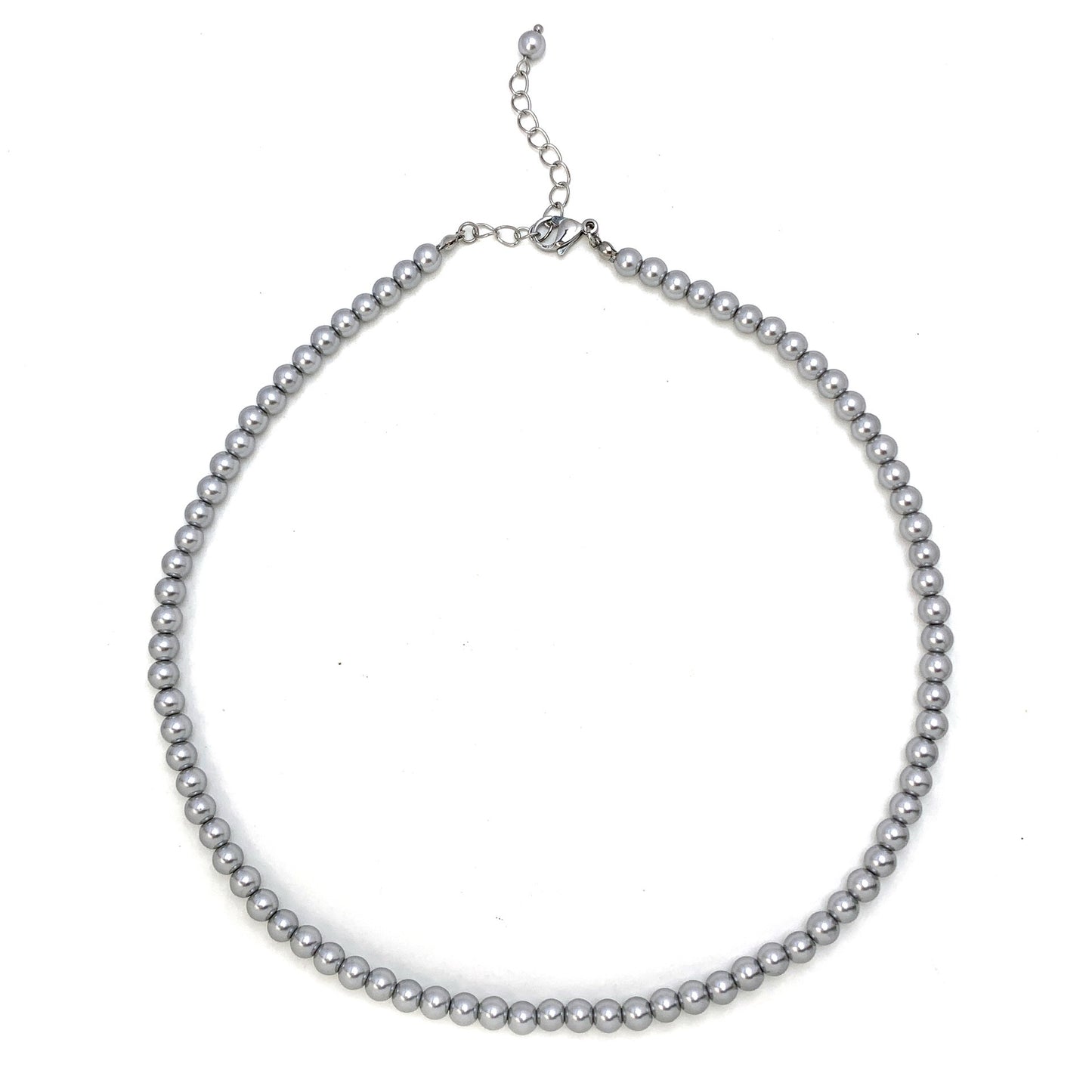 Pearl collection: Swarovski-inspired imitation round pearls with a perfect round shape Silver-gray necklace