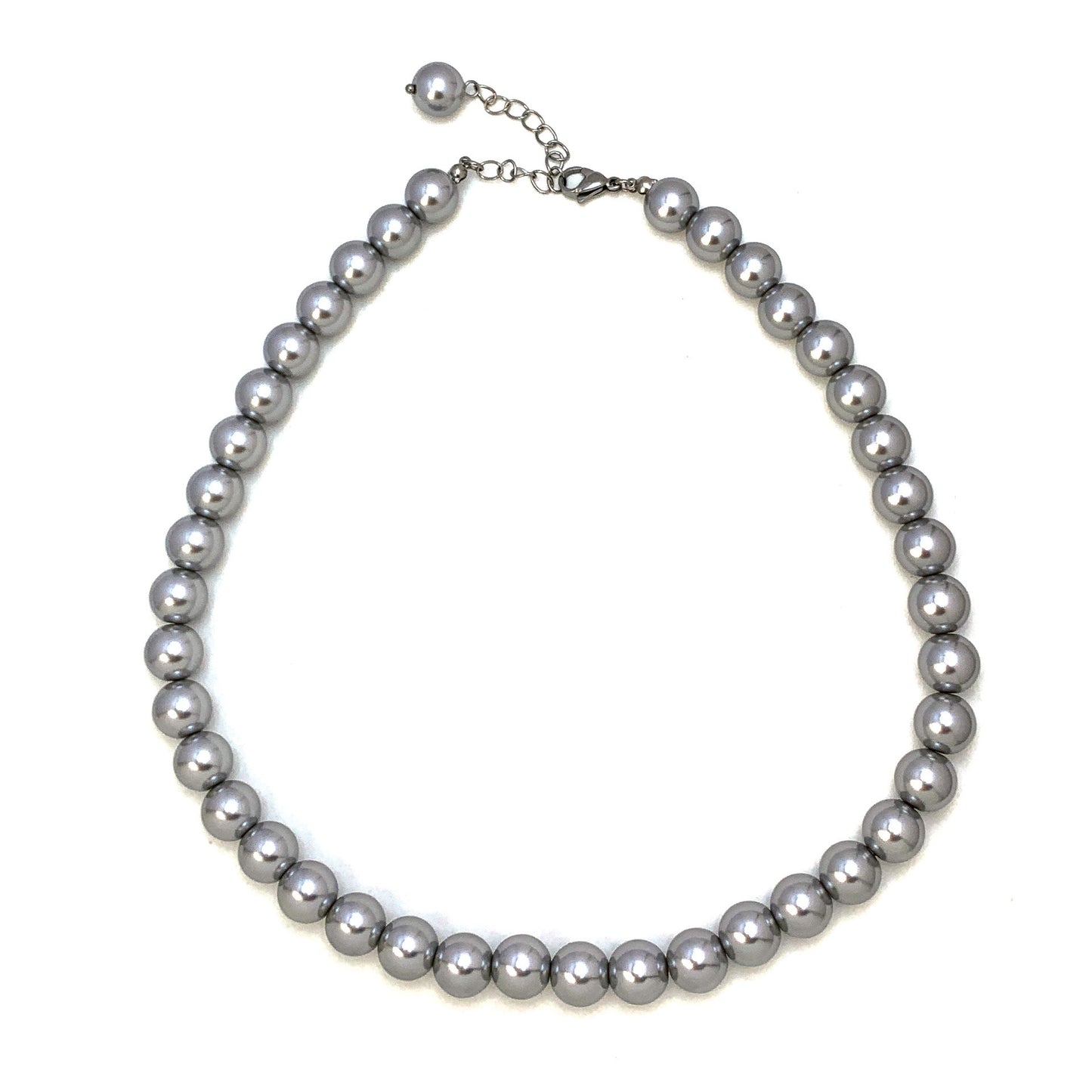 Pearl collection: Swarovski-inspired imitation round pearls with a perfect round shape Silver-gray necklace