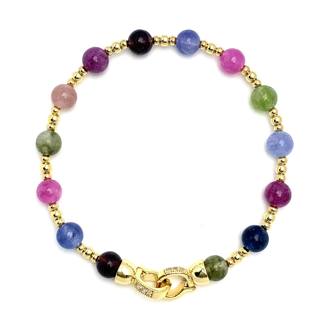 Crystal candy-colored natural tourmaline collection: necklace, bracelet, earrings