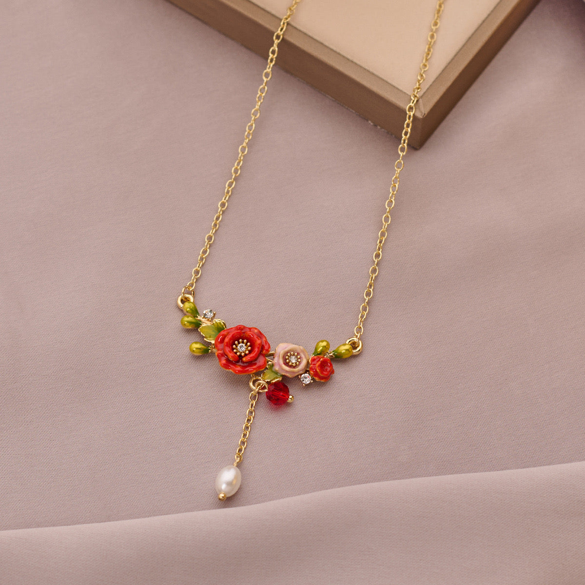 Enamel Floral Bloom collection: Papaver rhoeas jewelry set